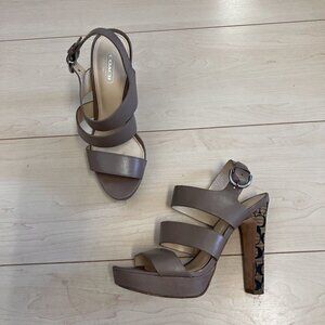 Coach Strappy Tan Platform Heels Genuine Leather Sz 7